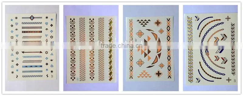 metallic flash tattoos gold silver jewelry waterproof body temporary tattoo sticker