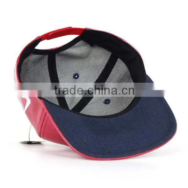 leather flat bill hat,hiphop flat brim cap hat,leather flat brim snapback hat