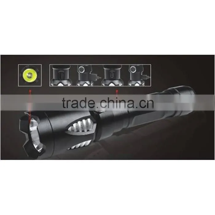 Hot sales high power rechargeable aluminium led flashlight USB INPUT & OUTPUT power bank tactical flashlight