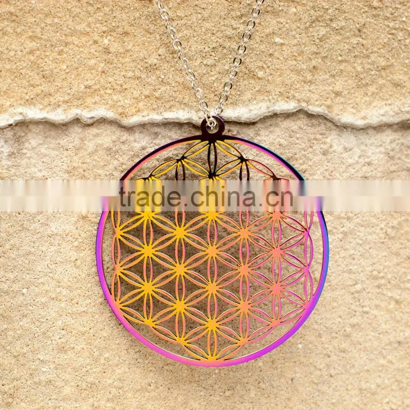 316l stainless steel jewelry flower of life pendant wholesale