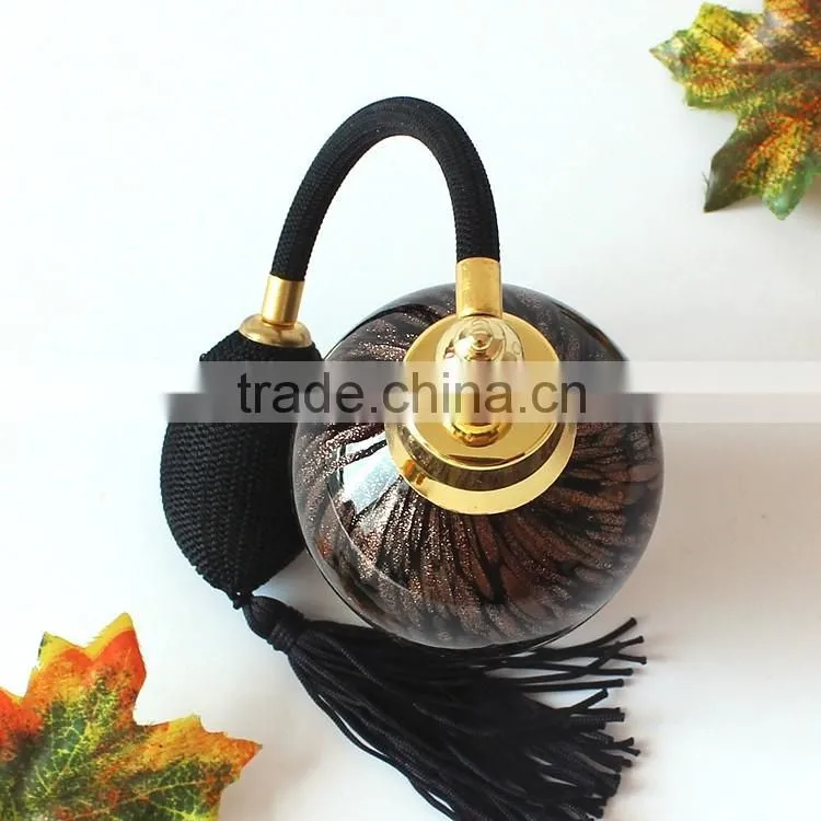 Handmade Black & Gold Point Airbag Glass Perfume Bottle