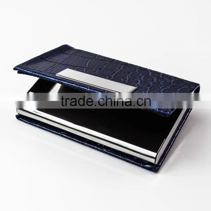Royalblue crocodile PU leather name card case /card holder with good handfeeling