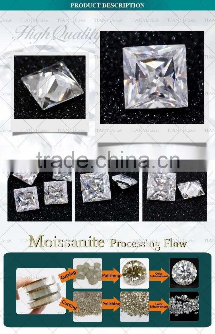 cheap moissanite D E F color eye clean vvs moissanite princess cut loose diamonds