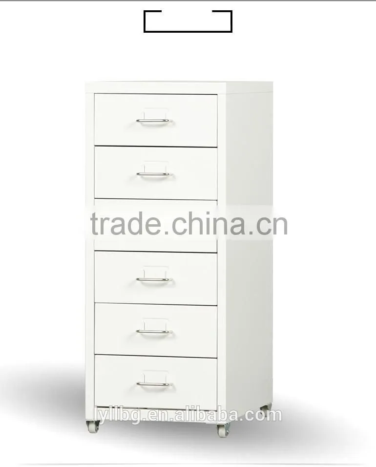 Commercial Furniture 6 Drawer Cabinet Metal Drawer Units on Castors