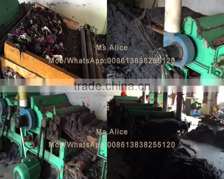 Multi-rollers waste clothing polyester fiber tearing machine