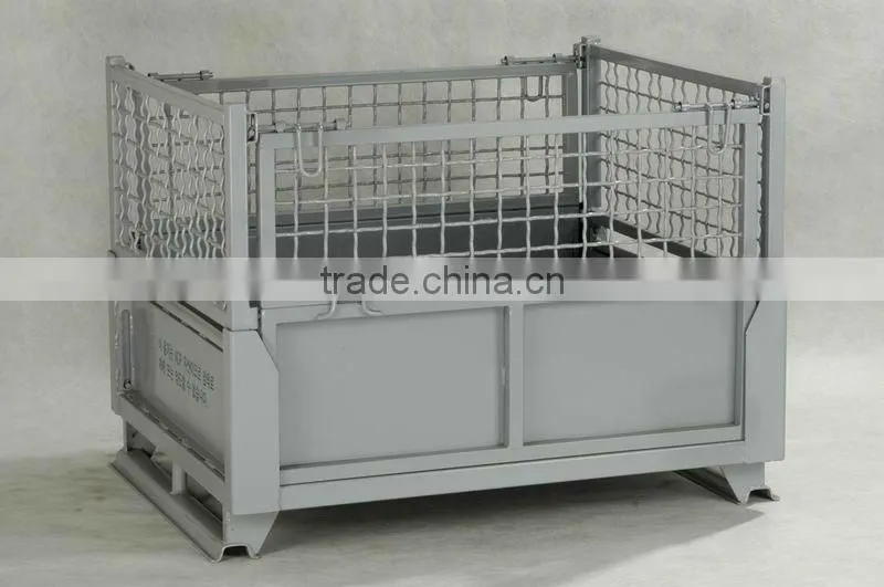 Stackable wire mesh crate folding steel box/bin/container