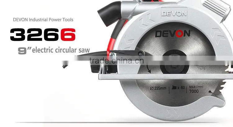 High Quality 235mm 2000w Aluminum Circular Saw Base Plate Electric Circular Saw 3266