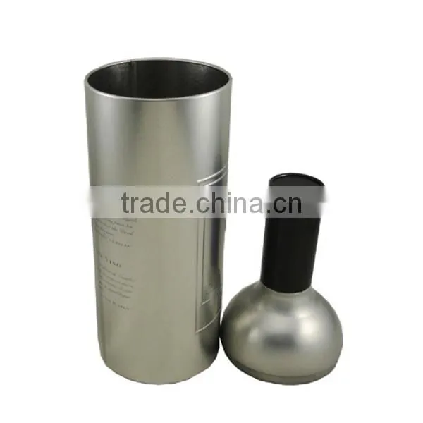 slivery round wine tin box