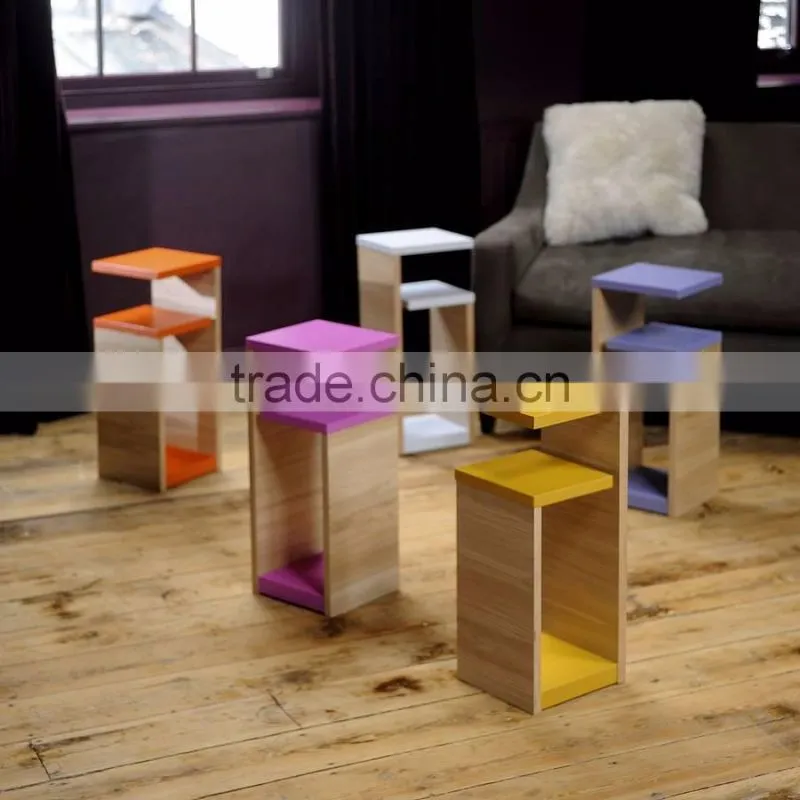 Solid Wooden G Shape Table Customization Printing Small Stand Shelf for Coffee Cup Sofa Side Table