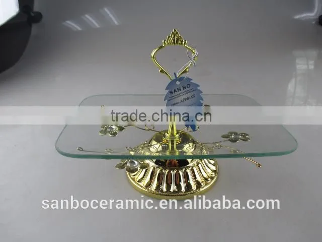 Glass Cake Stand, Gloden glass Cake Stand for Food, Fruit, Cake Use