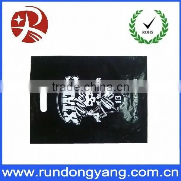 Beautiful printed black plastic shopping bags with logo