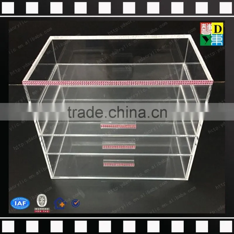 Clear acrylic jewelry organizer box makeup storage boxes/stackable cube acrylic storage boxes from shenzhen yidong