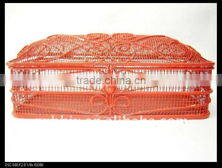 Rectangle red wire storage multi-purpose storage hamper
