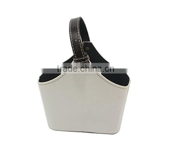 Faux Leather Magazine Basket Storage Basket, White