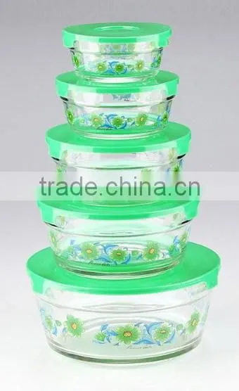 durable transparent glass food storage bowl