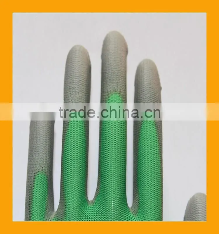 Customized Grey PU Coated Working Safety Polyester Gloves
