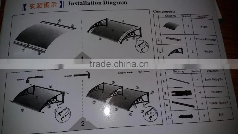 HIgh Quality PC Transparent Awning