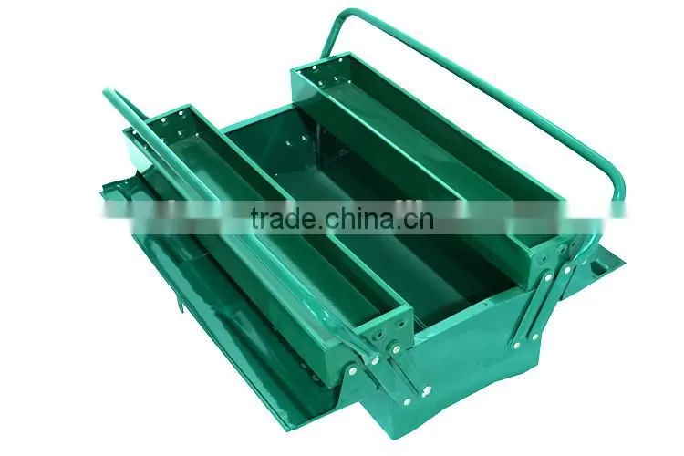 Double layers portable tool box with metal handle