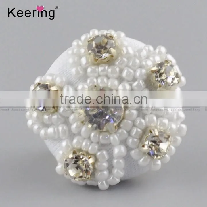 wholesale fashionable white round rhinestone buttons for clothing WBKA-295