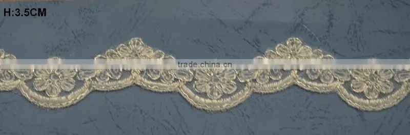 Cotton Lace Embroidery Wedding Fabric Trims for Bridal Wedding Apparel BY YARD