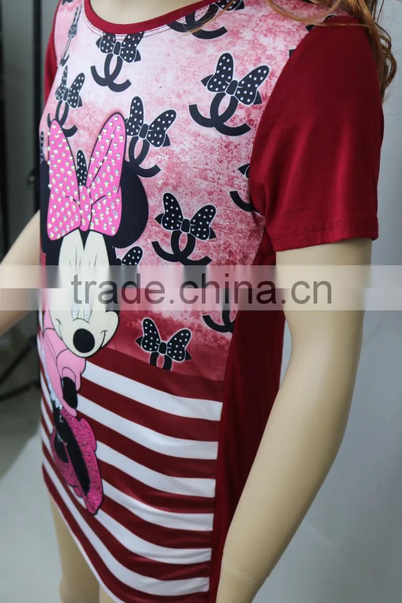 Fashion design Printing And Hot Drilling Milk Silk lady's blouse