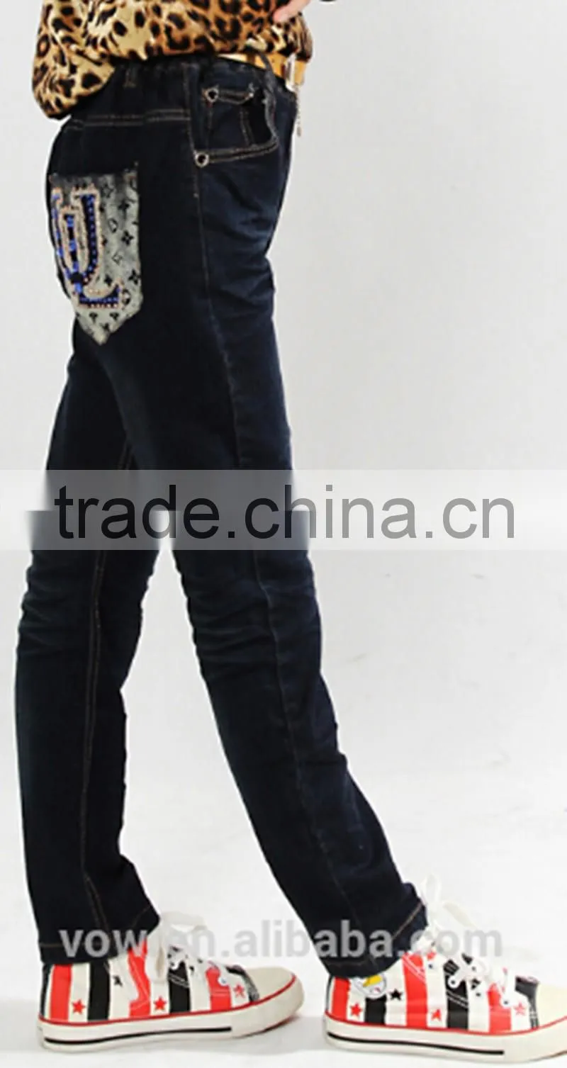 nice washing kids clothes girls belted denim funky jeans hip hop kids jeans VOWCJ7186