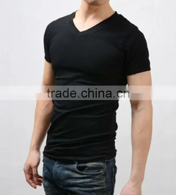 Handsome men new style plain bulk black t shirts