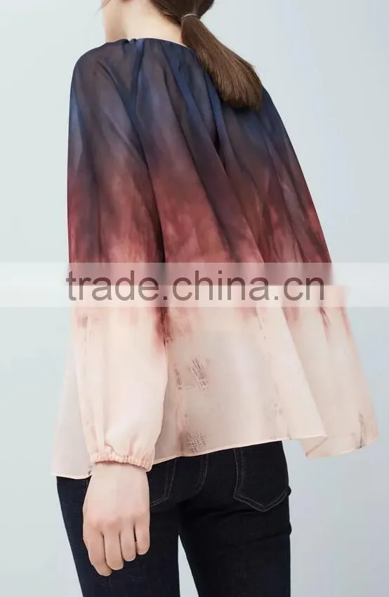 Runwaylover EY2342B Women 2017 Deep V-Neck Fashion Hit Color Blouse