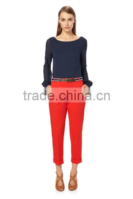 Ladies Jersey Top with sheer sleeves and gathered cuffs
