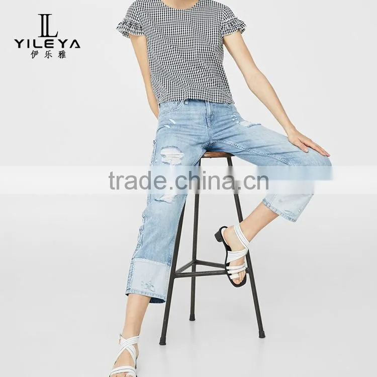 Made inguangzhou womens jeans,pants garment factory,denim jeans