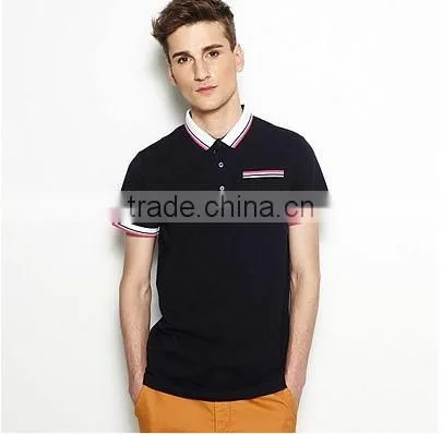 Fashion color combination collar design polo shirts high quality
