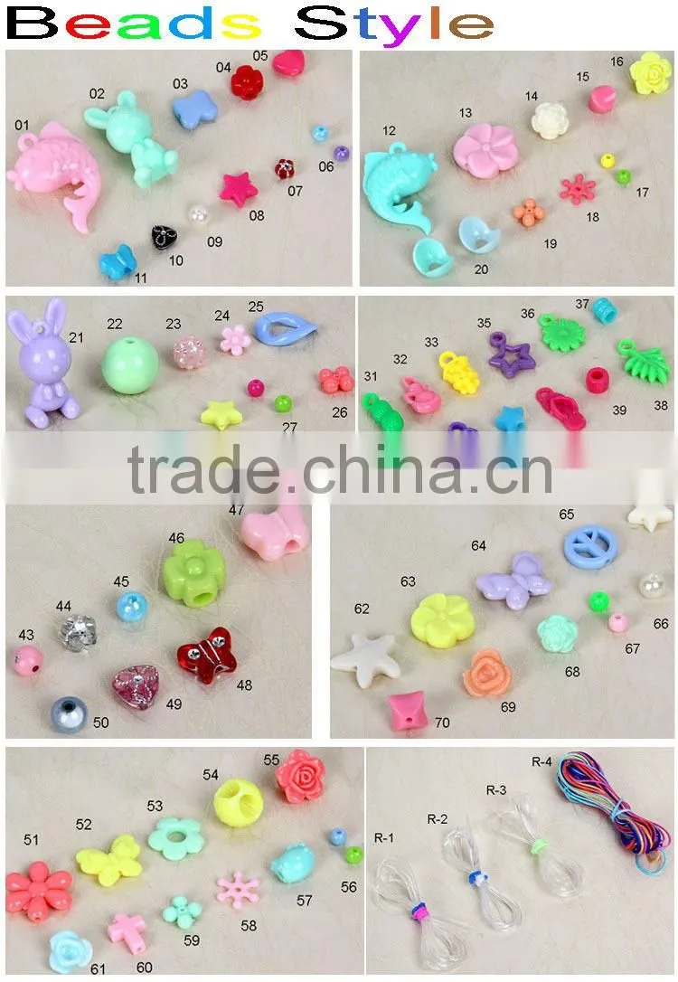 Plastic Bead necklace designs,fashion bead bracelet for children,jewelry diy kit