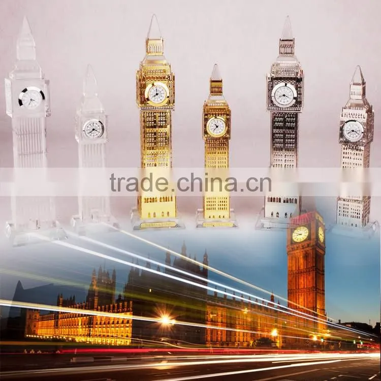 High Quanlity Tastefully Golden Crystal BUS model For Fancy Clock UK Souvenir
