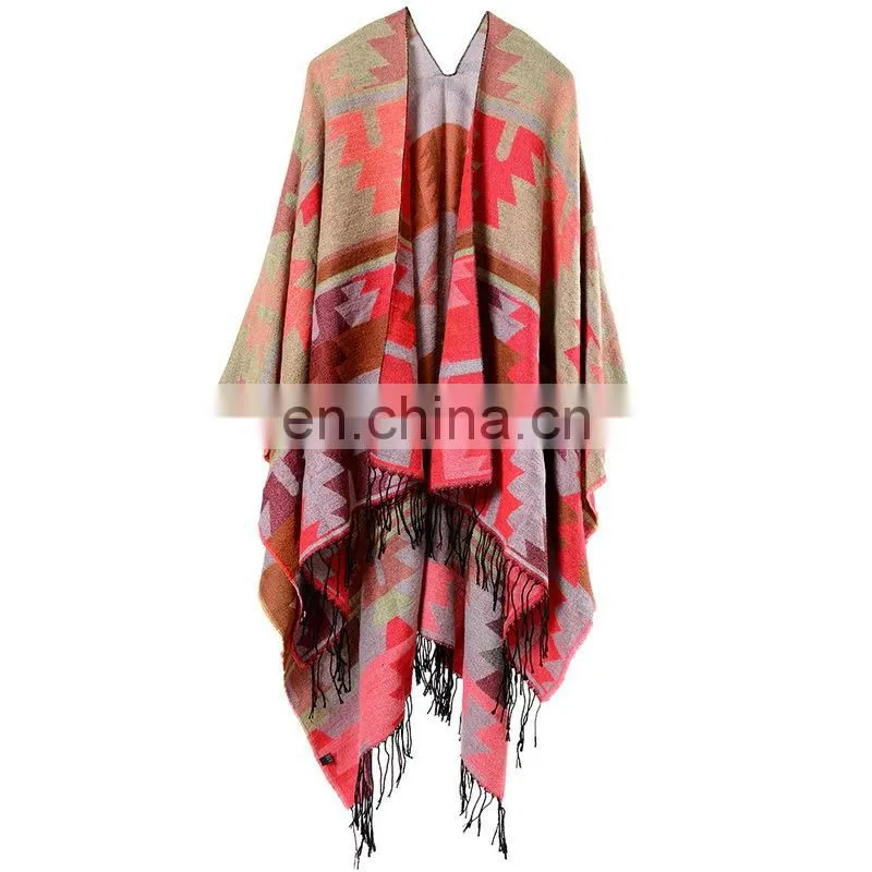Cashmere Scarf Lengthened And Thickened Folk Style Travel Down Cape Cloak