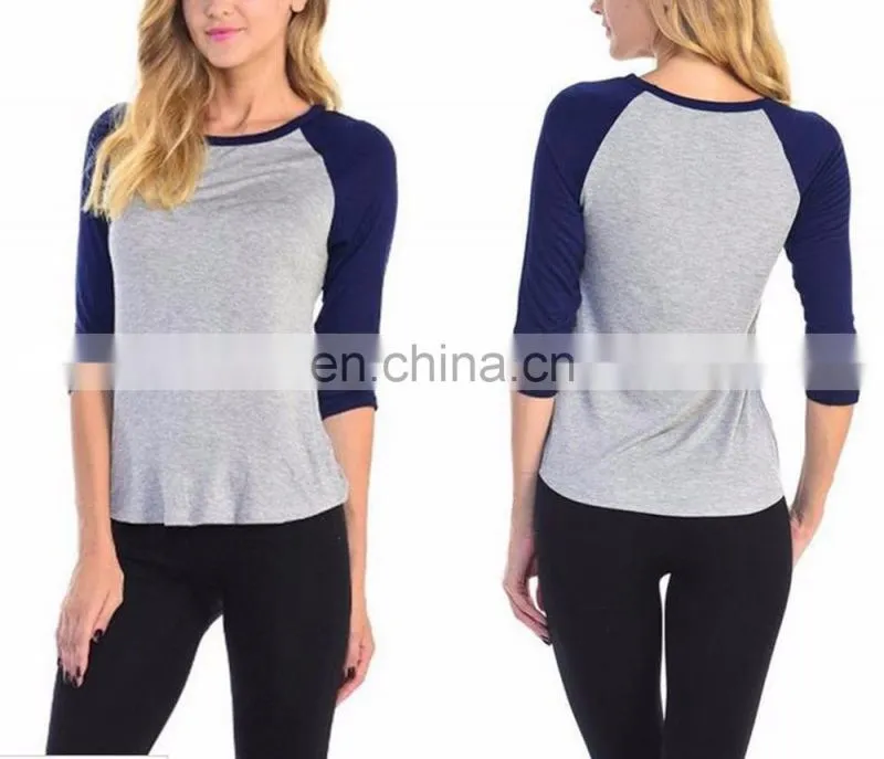 Girl New Raglan Sleeve Baseball Plain Team Sports T-Shirt