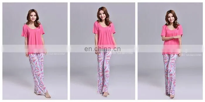 Long pants beach pants sets bamboo fiber lounge custom printing patterns