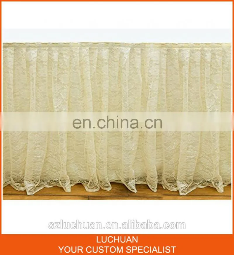 Shiny Ivory Lace Table Skirt Designs For Wedding