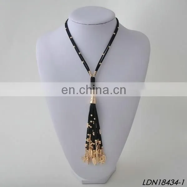 Customize your charm leather Beaded Tassel Pendant Necklaces