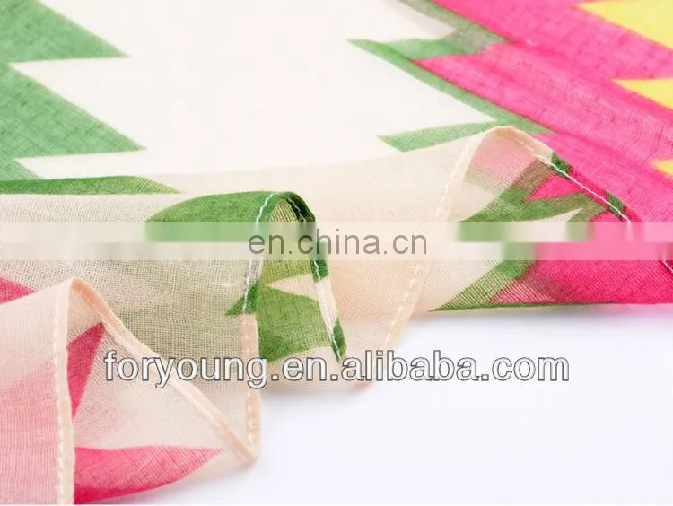 self fringe block printed voile scarf