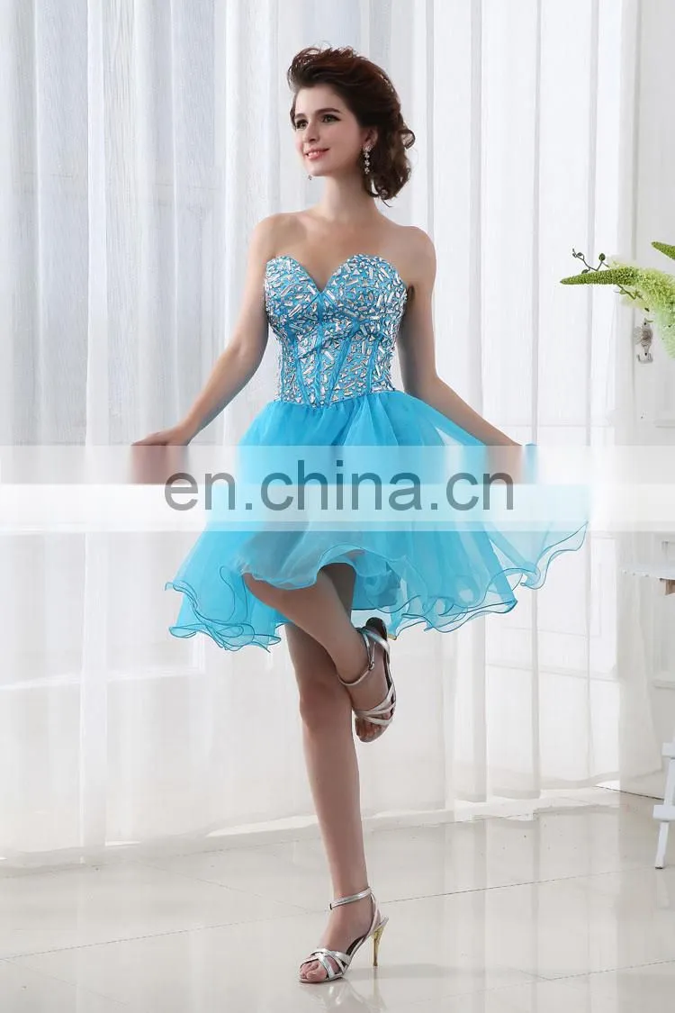 Wholesale Sweetheart Sleeveless Crystal Tulle Short Cocktail Dress SD015