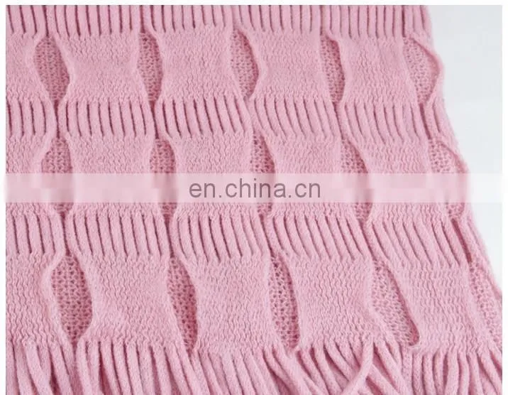 wholesale hot sell street fashion style mix color knit loop scarf with tassel