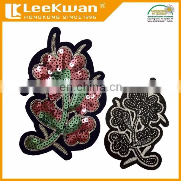 high-quality custom flower shapesequin applique patch /embroidery applique fabric sew on clothing patch