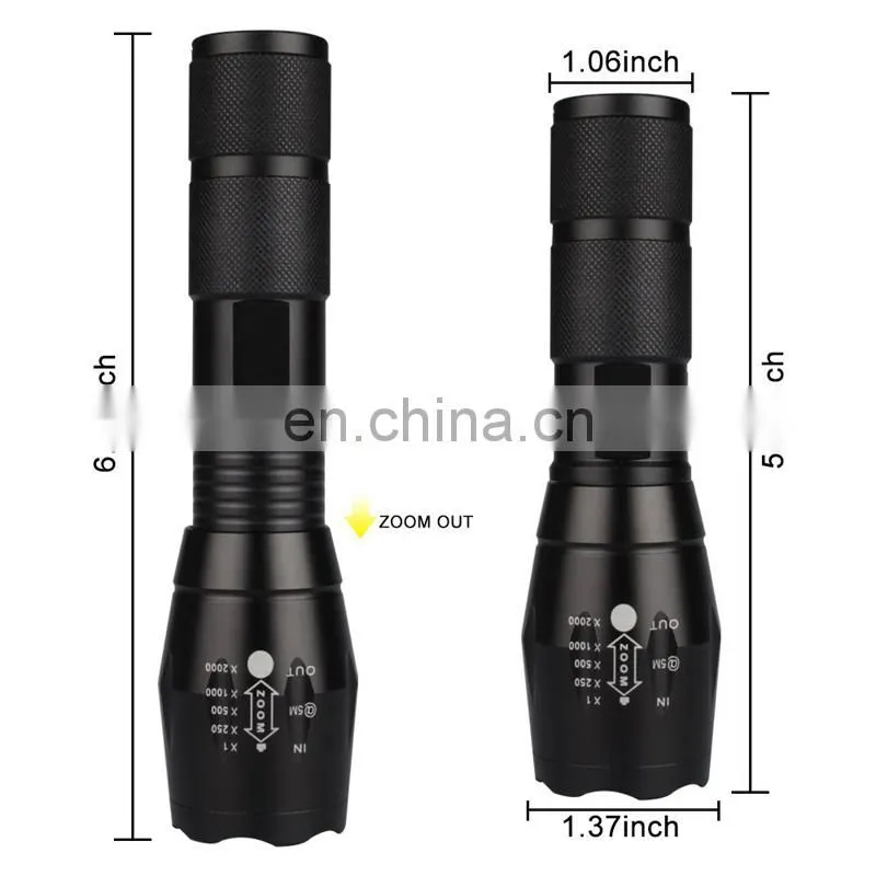 Factory Store Price XML T6 Adjustable Zoom 500m Bright LED 10W Aluminum Hunt Flashlight