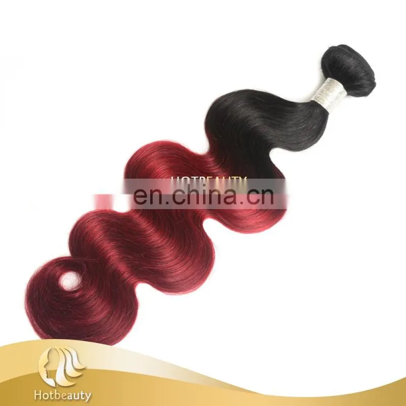 2017 new arrival colored peruvian hair, black and red color hair