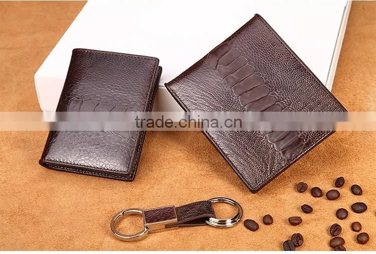 High Quality Custom Genuine Real Ostrich Leg Leather Small Wallet for men
