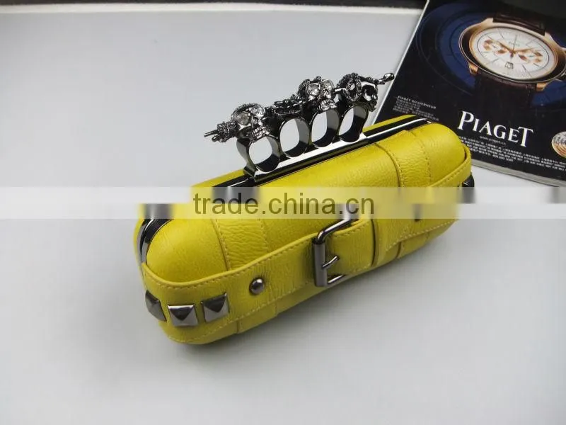 Four Finger Skull Knuckle Ring Bling Clutch Evening Bags PU Clutch Bag With Top Quality