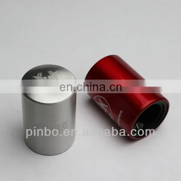 Promotional Aluminium Cylinder Beer Opener Push Automatic Metal Bottle Opener