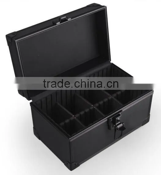 High quality black Aluminum makeup artist vanity case, cosmetic jewelry storage box, beauty box makeup vanity case bag