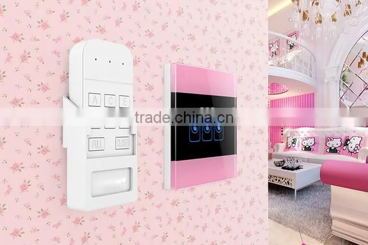 Pink 3 Gang Crystal Glass Panel WIFI Smart Light Controlled Power Remote Switch