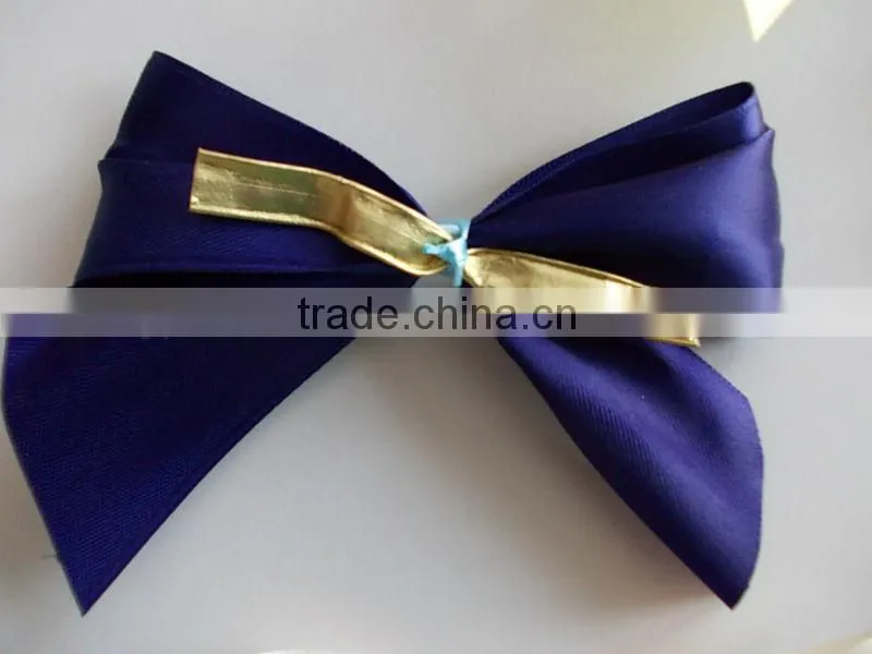 China supplier polyester pre tie/satin ribbon bow with wire twist